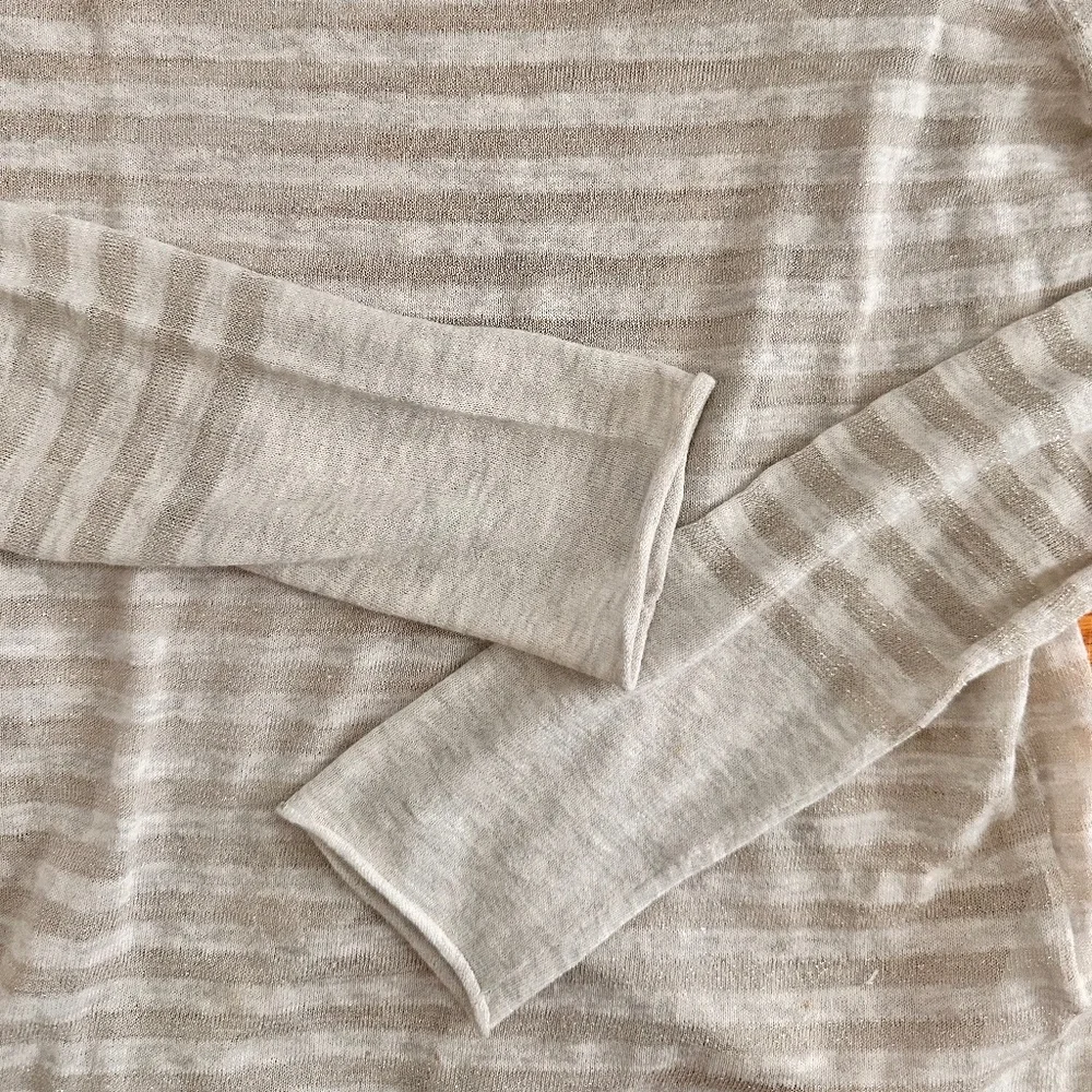 Tory Burch Grey and Silver Striped Long Sleeve (S)